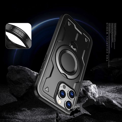Etui pokrowiec na iPhone 16 Pro Hybrid Armor Trendy MagSafe - czarny HURTEL