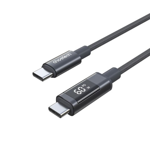 Kabel przewód USB-C z wyświetlaczem PD 60 W 1.2 m - czarny CHOETECH