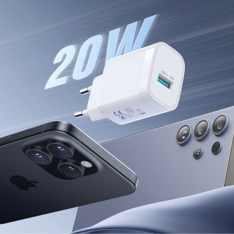 Ładowarka sieciowa USB-A 18W z kablem USB-A - USB-C 1m - biała JOYROOM