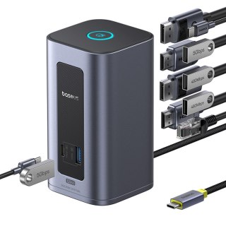 HUB stacja dokująca 12w1 USB-C do USB-C USB-A HDMI DisplayPort Rj45 - szara BASEUS