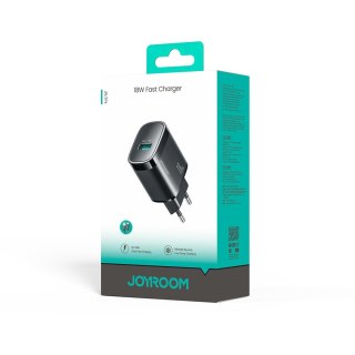 Ładowarka sieciowa USB-A 18W z kablem USB-A - USB-C 1m - czarna JOYROOM