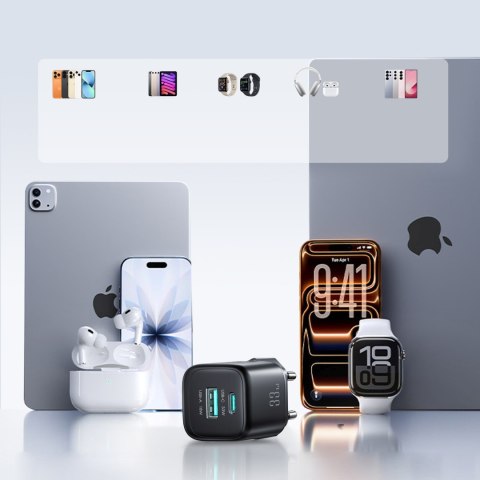 Ładowarka sieciowa USB-A USB-C 33W z kablem 60W USB-C do USB-C 1m - czarna JOYROOM