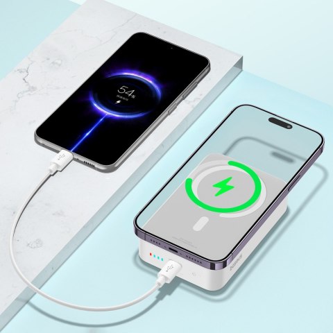 Powerbank magnetyczny 20000mAh 20W EnerFill FM41 z kablem USB-C 30cm - biały BASEUS