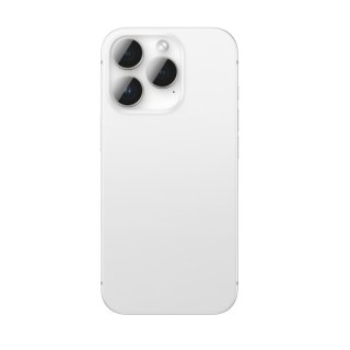 Szkło hartowane z ramką na soczewki aparatu do iPhone 16 Pro / 16 Pro Max - srebrne AmazingThing