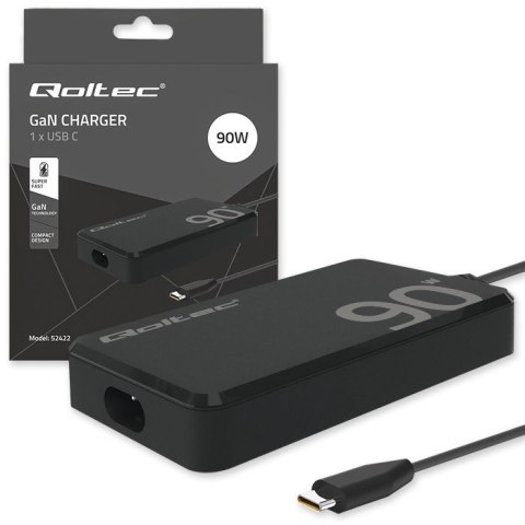 Ładowarka sieciowa 90W GaN Fast SLIM | PD | 5-20V | 4.5A | USB-C 3.1 | Laptop | MacBook | Smartfon | +kabel