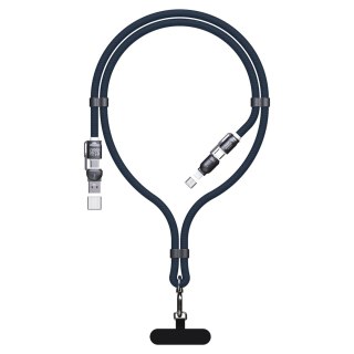 Kabel przewód ze smyczą 4w1 USB-C z adapterami iPhone Lightning USB-A - niebieski DUDAO