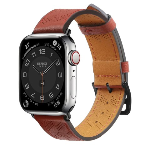 Pasek skórzany opaska bransoleta do Apple Watch 38 / 40 / 41 mm - czerwony HURTEL