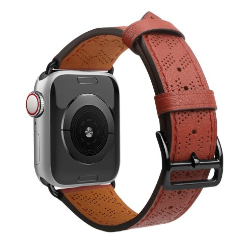 Pasek skórzany opaska bransoleta do Apple Watch 38 / 40 / 41 mm - czerwony HURTEL