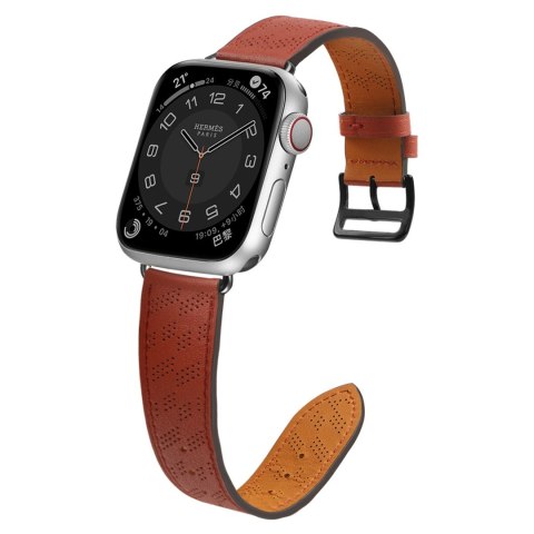 Pasek skórzany opaska bransoleta do Apple Watch 38 / 40 / 41 mm - czerwony HURTEL
