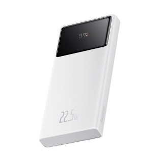 Powerbank 10000mAh USB-A USB-C z wyświetlaczem kablem 22.5W - biały BASEUS