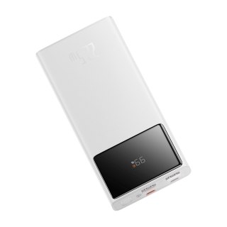 Powerbank 10000mAh USB-A USB-C z wyświetlaczem kablem 22.5W - biały BASEUS
