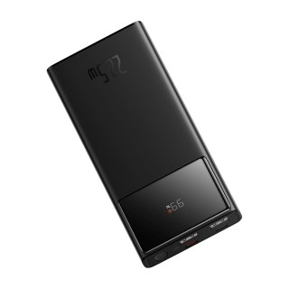 Powerbank 10000mAh USB-A USB-C z wyświetlaczem kablem 22.5W - czarny BASEUS