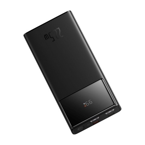 Powerbank 10000mAh USB-A USB-C z wyświetlaczem kablem 22.5W - czarny BASEUS