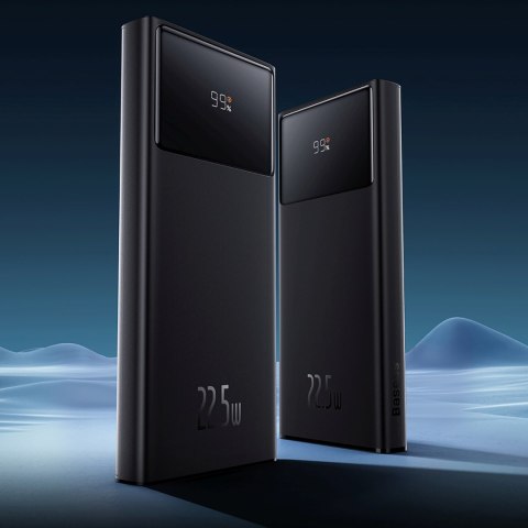 Powerbank 10000mAh USB-A USB-C z wyświetlaczem kablem 22.5W - czarny BASEUS