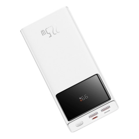 Powerbank 20000mAh USB-A USB-C z wyświetlaczem kablem 22.5W - biały BASEUS