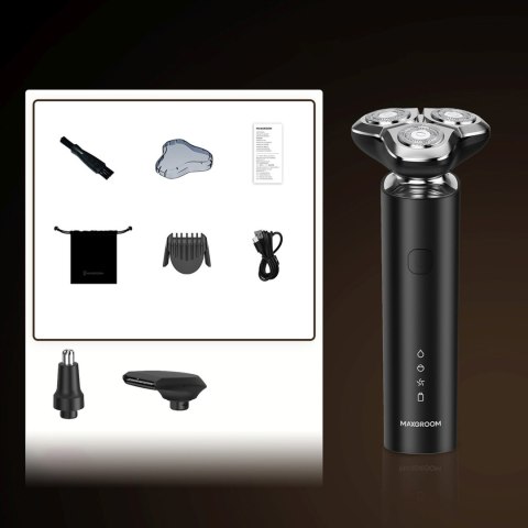 Golarka elektryczna trymer przycinarka 3w1 USB-C 600mAh IPX7 - czarna MAXGROOM