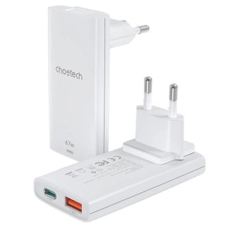 Ładowarka sieciowa USB-A USB-C GaN Ultra 65 W - biała CHOETECH