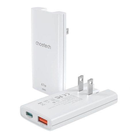 Ładowarka sieciowa USB-A USB-C GaN Ultra 65 W - biała CHOETECH