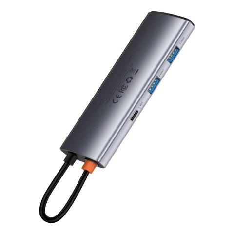 Multifunkcjonalny HUB USB 7w1 Typ C HDMI czytnik kart TF PD szary BASEUS