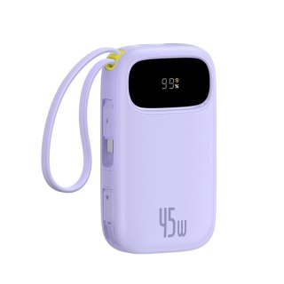 Powerbank 20000mAh 45W z wyświetlaczem kablami USB-C Lightning EnerFill FC31 - fioletowy BASEUS