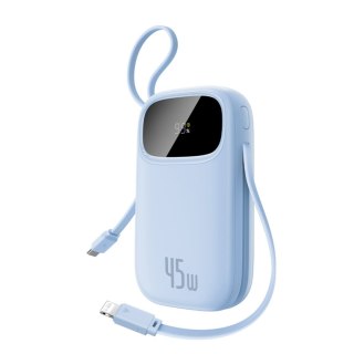 Powerbank 20000mAh 45W z wyświetlaczem kablami USB-C Lightning EnerFill FC31 - niebieski BASEUS