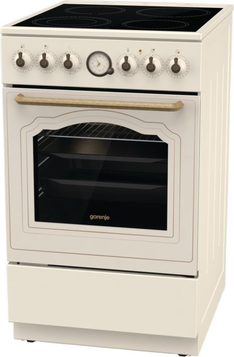 Kuchnia elektryczna GORENJE GECS5B70CLI Retro 50 cm | AirFry | funkcja Pizza | FrozenBake | kremowy