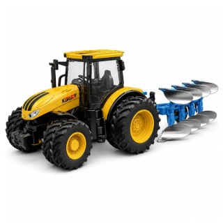 Traktor Rolniczy Z Pługiem Wieloskibowym Światła Dźwięki Żółty 1:24 LEAN Toys