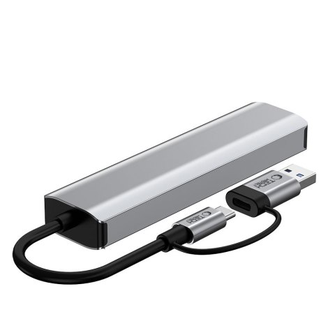 Adapter HUB 5w1 USB-C USB-A Ethernet RJ45 - szary Tech-Protect