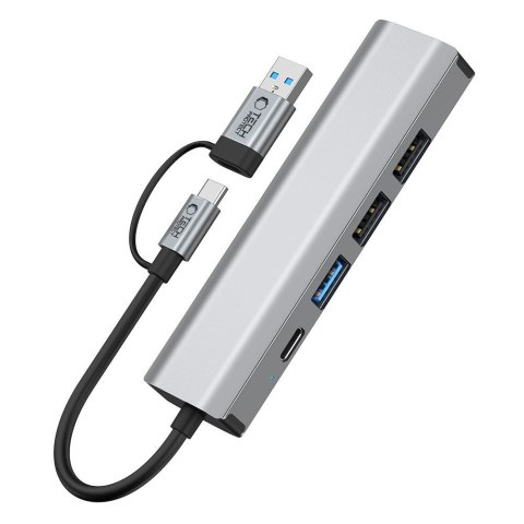 Adapter HUB 5w1 USB-C USB-A Ethernet RJ45 - szary Tech-Protect