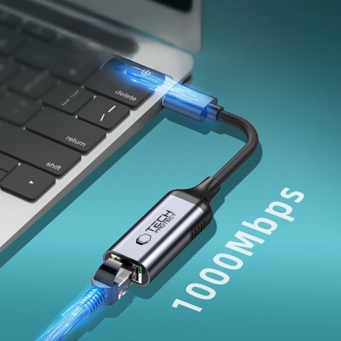 Adapter przejściówka USB-A - Ethernet RJ45 1000Mbps - czarny Tech-Protect