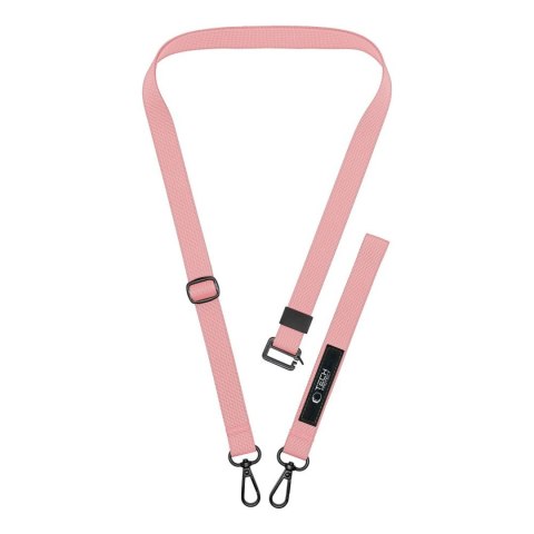 Smycz 2w1 do etui smartfona na szyję nadgarstek Rope Crossbody - różowa Tech-Protect
