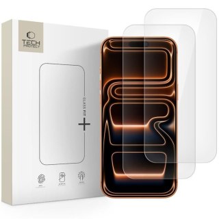 Szkło hartowane na iPhone 16 Pro / 17 / 17 Pro Glass Fit+ przezroczyste - 2 szt. Tech-Protect