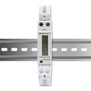 Jednofazowy elektroniczny licznik | miernik zużycia energii na szynę DIN | 230V | 30A | LCD | 1P Qoltec