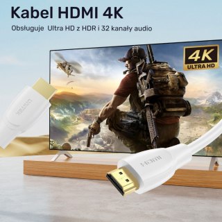 Kabel HDMI 2.0 4K 60Hz; 1m; biały; C11090AWH03-2M Unitek