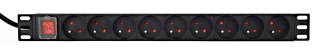 GEMBIRD LISTWA ZASILAJĄCA RACK 19" PDU 1U, 16A, 9X GNIAZDO FRENCH, WTYK FR, KABEL 2M