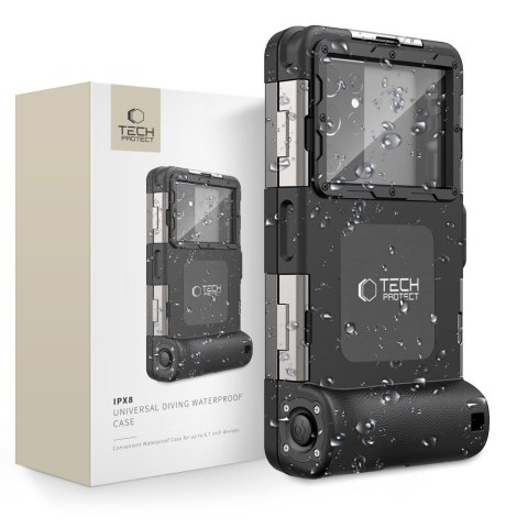 Etui wodoodporne wodoszczelne do nurkowania na smartfony 4.7-6.7'' IPX8 do 15 m - czarny