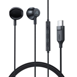 Słuchawki douszne ze złączem USB-C mikrofonem i pilotem 1.2 m - czarne ACEFAST