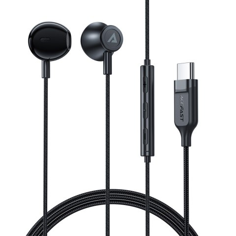 Słuchawki douszne ze złączem USB-C mikrofonem i pilotem 1.2 m - czarne ACEFAST