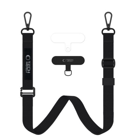 Smycz do etui telefonu z regulowanym paskiem - czarna Tech-Protect