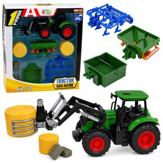 Zestaw Rolniczy Traktor z Chwytakiem Do Bel Przyczepy Rolnicze Siano 1:24 LEAN Toys
