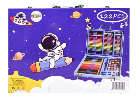 Zestaw Artystyczny W Walizce Z Kosmonautą Niebieska 128 EL LEAN
