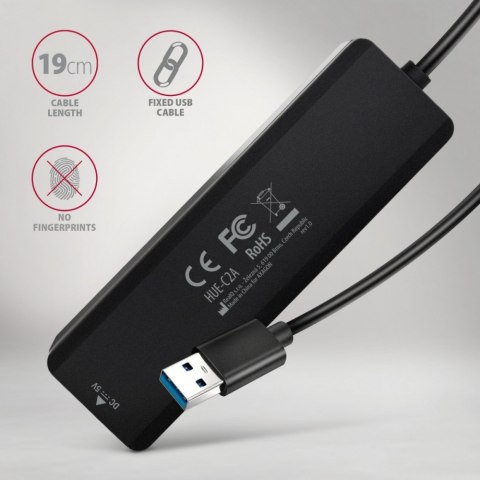 HUE-C2A HUB 4-portowy 5gbps 2x USB-A 2x USB-C, USB-C power in, kabel Type-A 19cm