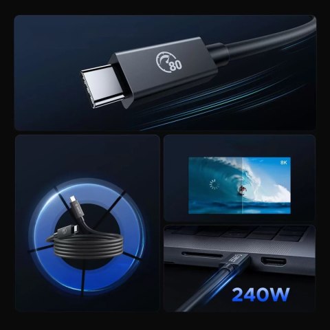 Kabel przewód USB-C USB4 Thunderbolt5 80Gbps 240W 1m - czarny ORICO