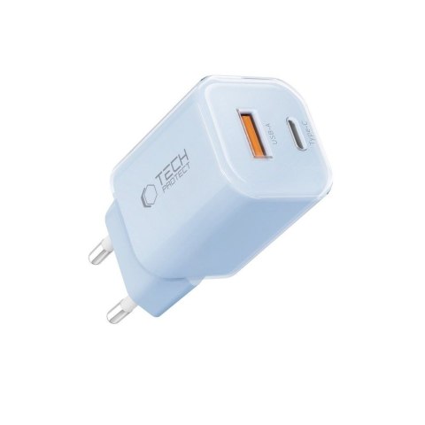 Ładowarka sieciowa USB-A USB-C PD 33W QC - niebieska Tech-Protect