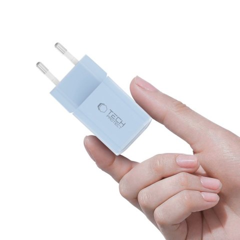 Ładowarka sieciowa USB-A USB-C PD 33W QC - niebieska Tech-Protect