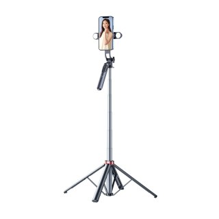 Selfie stick teleskopowy statyw do zdjęć z podwójną lampą i uchwytem na telefon 1.75m WOZINSKY
