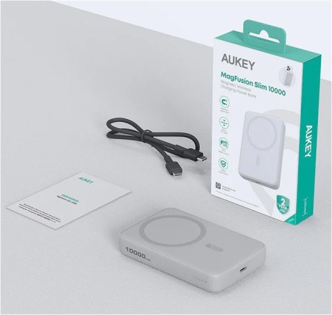PB-MS04 White Qi2 MagSafe PowerBank 10000mAh 20W PD AUKEY