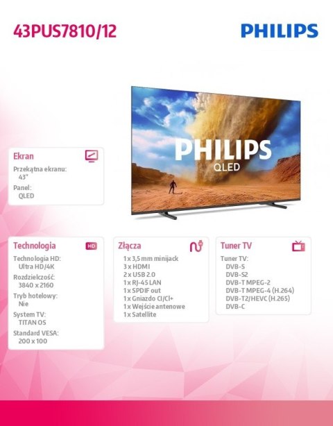 Telewizor QLED 43 cale 43PUS7810/12