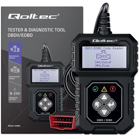 Cyfrowy Tester diagnostyczny ProLine | OBDII EOBD | 8V-25V | Dualsystem Qoltec