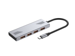 GEMBIRD 4-PORTOWY HUB USB 3.2 (GEN 2) TYPU C SZARY